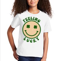 Shamrock Feeling Lucky Retro Smiley Kids T-Shirt
