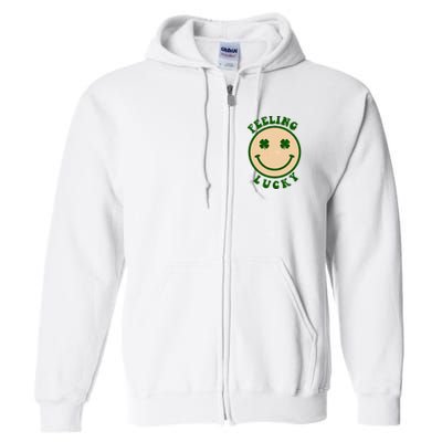 Shamrock Feeling Lucky Retro Smiley Full Zip Hoodie