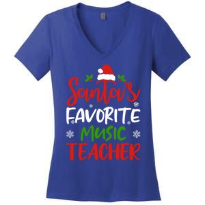 SantaS Favorite Music Teacher Funny Christmas Funny Gift Funny Gift Women's V-Neck T-Shirt