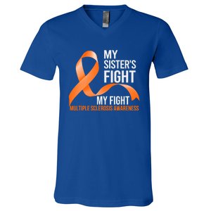 Sister's Fight My Fight Multiple Sclerosis Ms Warrior Gift V-Neck T-Shirt