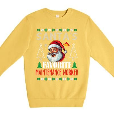 SantaS Favorite Maintenance Worker Funny Christmas Premium Crewneck Sweatshirt