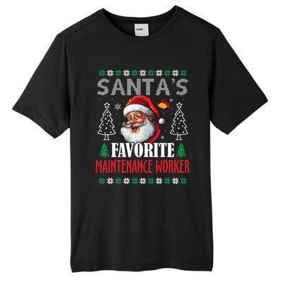 SantaS Favorite Maintenance Worker Funny Christmas Tall Fusion ChromaSoft Performance T-Shirt