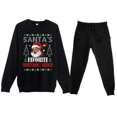 SantaS Favorite Maintenance Worker Funny Christmas Premium Crewneck Sweatsuit Set