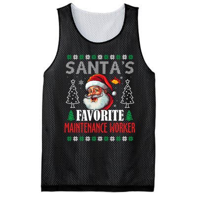 SantaS Favorite Maintenance Worker Funny Christmas Mesh Reversible Basketball Jersey Tank