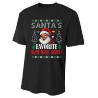 SantaS Favorite Maintenance Worker Funny Christmas Performance Sprint T-Shirt