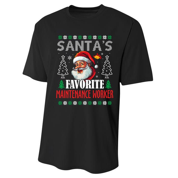 SantaS Favorite Maintenance Worker Funny Christmas Performance Sprint T-Shirt