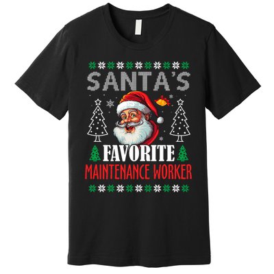 SantaS Favorite Maintenance Worker Funny Christmas Premium T-Shirt