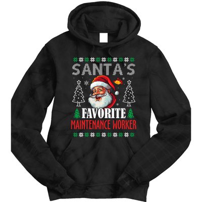 SantaS Favorite Maintenance Worker Funny Christmas Tie Dye Hoodie