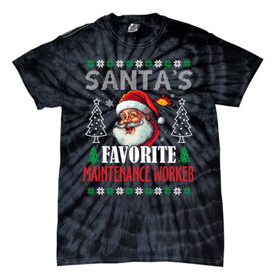 SantaS Favorite Maintenance Worker Funny Christmas Tie-Dye T-Shirt