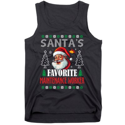 SantaS Favorite Maintenance Worker Funny Christmas Tank Top