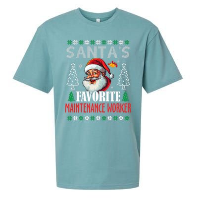 SantaS Favorite Maintenance Worker Funny Christmas Sueded Cloud Jersey T-Shirt