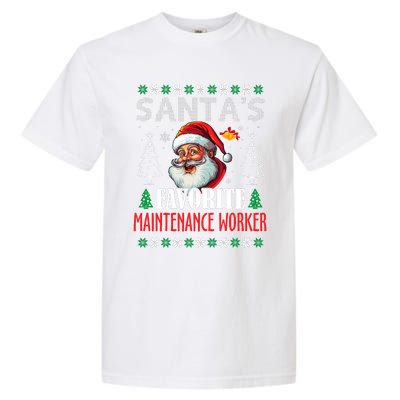 SantaS Favorite Maintenance Worker Funny Christmas Garment-Dyed Heavyweight T-Shirt