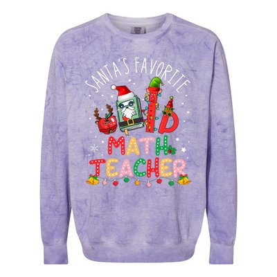 SantaS Favorite Math Teacher Christmas Santa Hat Matching Colorblast Crewneck Sweatshirt