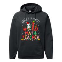 SantaS Favorite Math Teacher Christmas Santa Hat Matching Performance Fleece Hoodie