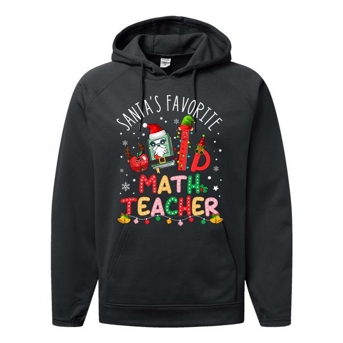 SantaS Favorite Math Teacher Christmas Santa Hat Matching Performance Fleece Hoodie