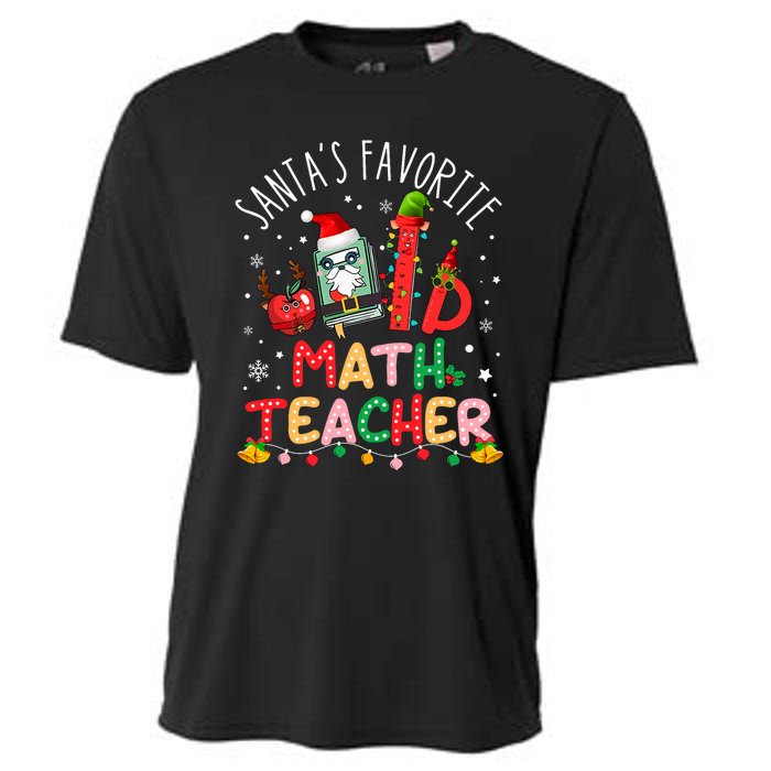 SantaS Favorite Math Teacher Christmas Santa Hat Matching Cooling Performance Crew T-Shirt