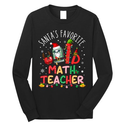 SantaS Favorite Math Teacher Christmas Santa Hat Matching Long Sleeve Shirt