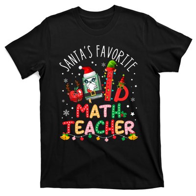 SantaS Favorite Math Teacher Christmas Santa Hat Matching T-Shirt