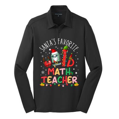 SantaS Favorite Math Teacher Christmas Santa Hat Matching Silk Touch Performance Long Sleeve Polo