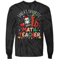 SantaS Favorite Math Teacher Christmas Santa Hat Matching Tie-Dye Long Sleeve Shirt