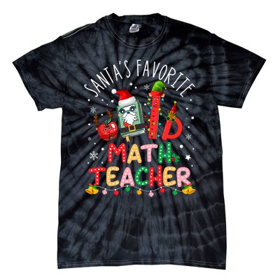 SantaS Favorite Math Teacher Christmas Santa Hat Matching Tie-Dye T-Shirt