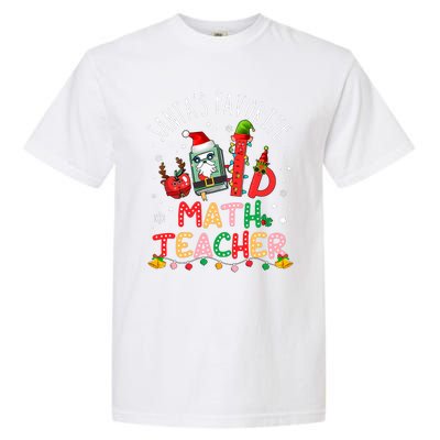 SantaS Favorite Math Teacher Christmas Santa Hat Matching Garment-Dyed Heavyweight T-Shirt