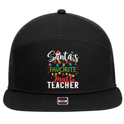 SantaS Favorite Math Teacher Xmas Light Santa Hat Christmas 7 Panel Mesh Trucker Snapback Hat