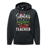 SantaS Favorite Math Teacher Xmas Light Santa Hat Christmas Performance Fleece Hoodie