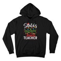 SantaS Favorite Math Teacher Xmas Light Santa Hat Christmas Hoodie