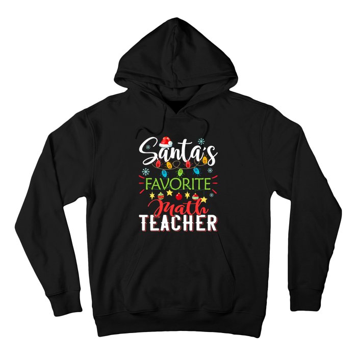 SantaS Favorite Math Teacher Xmas Light Santa Hat Christmas Hoodie