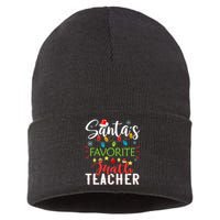 SantaS Favorite Math Teacher Xmas Light Santa Hat Christmas Sustainable Knit Beanie