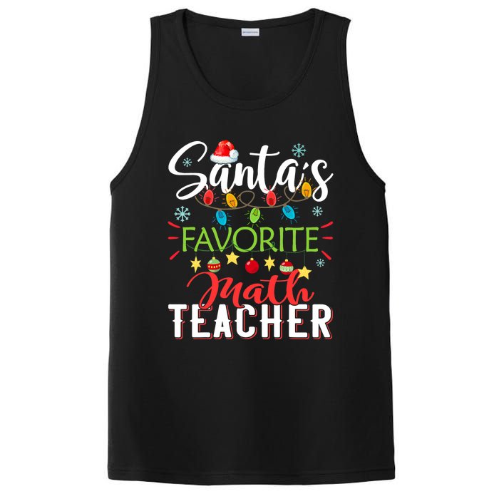 SantaS Favorite Math Teacher Xmas Light Santa Hat Christmas PosiCharge Competitor Tank