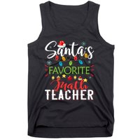 SantaS Favorite Math Teacher Xmas Light Santa Hat Christmas Tank Top