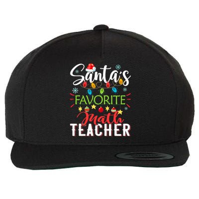 SantaS Favorite Math Teacher Xmas Light Santa Hat Christmas Wool Snapback Cap