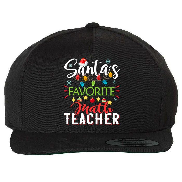 SantaS Favorite Math Teacher Xmas Light Santa Hat Christmas Wool Snapback Cap