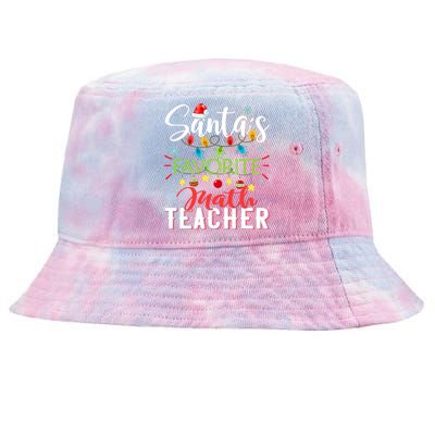 SantaS Favorite Math Teacher Xmas Light Santa Hat Christmas Tie-Dyed Bucket Hat