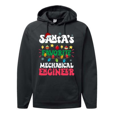 SantaS Favorite Mechanical Engineer Santa Hat Light Xmas Performance Fleece Hoodie