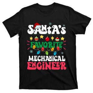 SantaS Favorite Mechanical Engineer Santa Hat Light Xmas T-Shirt