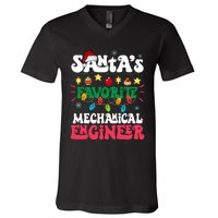 SantaS Favorite Mechanical Engineer Santa Hat Light Xmas V-Neck T-Shirt