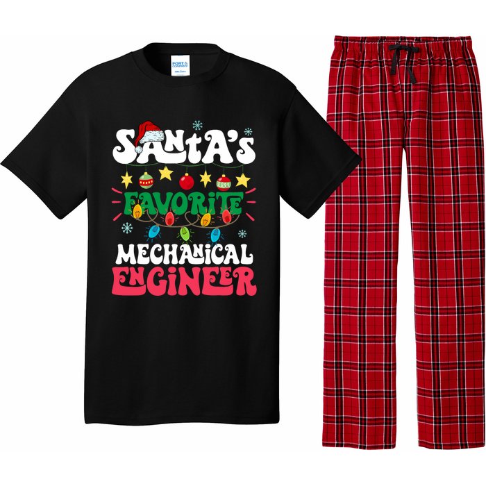 SantaS Favorite Mechanical Engineer Santa Hat Light Xmas Pajama Set