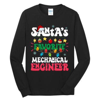 SantaS Favorite Mechanical Engineer Santa Hat Light Xmas Tall Long Sleeve T-Shirt