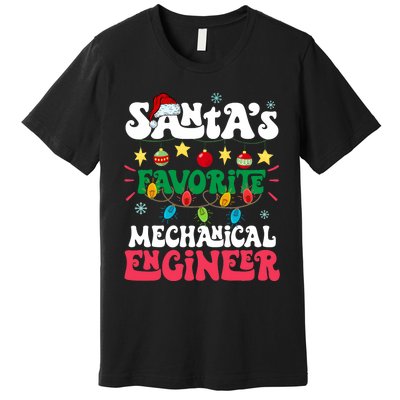 SantaS Favorite Mechanical Engineer Santa Hat Light Xmas Premium T-Shirt