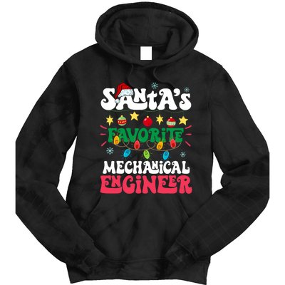 SantaS Favorite Mechanical Engineer Santa Hat Light Xmas Tie Dye Hoodie