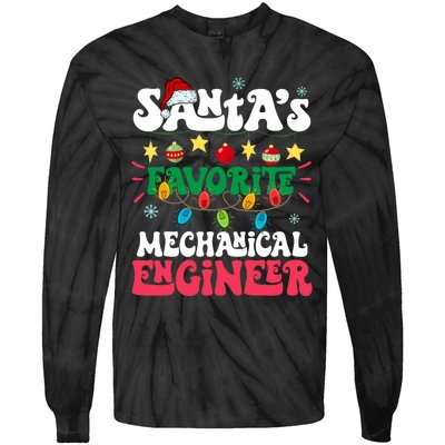 SantaS Favorite Mechanical Engineer Santa Hat Light Xmas Tie-Dye Long Sleeve Shirt