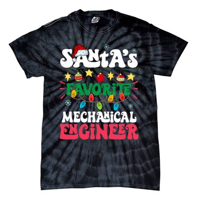 SantaS Favorite Mechanical Engineer Santa Hat Light Xmas Tie-Dye T-Shirt