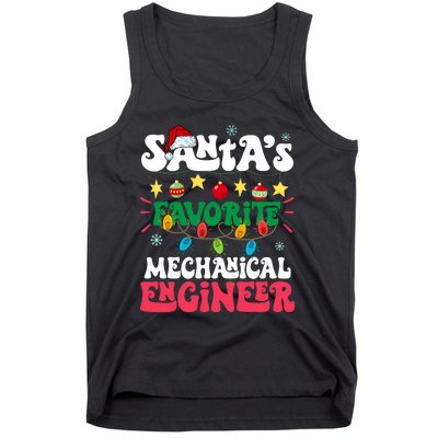 SantaS Favorite Mechanical Engineer Santa Hat Light Xmas Tank Top