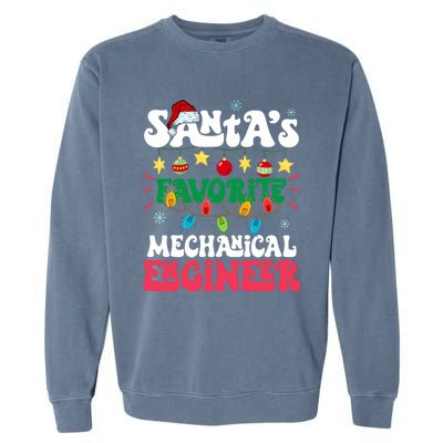 SantaS Favorite Mechanical Engineer Santa Hat Light Xmas Garment-Dyed Sweatshirt