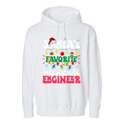 SantaS Favorite Mechanical Engineer Santa Hat Light Xmas Garment-Dyed Fleece Hoodie