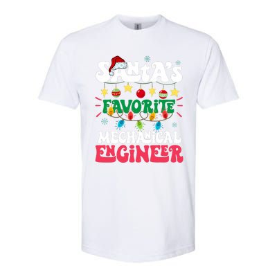 SantaS Favorite Mechanical Engineer Santa Hat Light Xmas Softstyle CVC T-Shirt