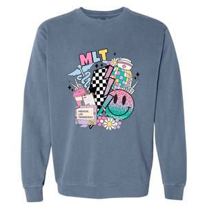 Smile Face Mlt Medical Laboratory Technician Stethoscope Garment-Dyed Sweatshirt